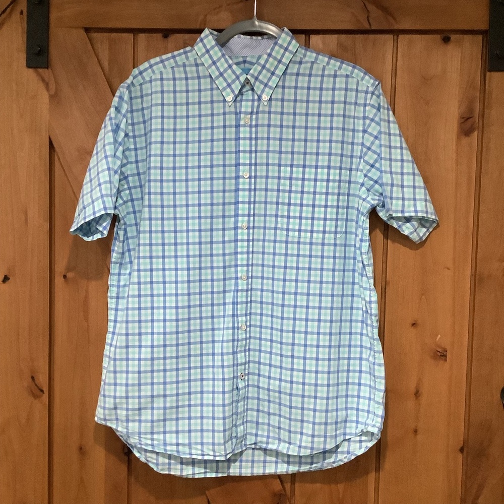 J. McLaughlin Plaid Short Sleeve Button Down Shirt